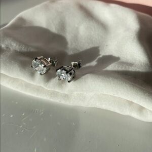 Diamonique Sparkling Silver Earrings